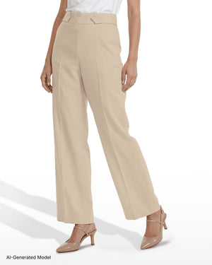 Anne Klein Petite High-Rise Pull-On Wide Leg Pants Waistband Detail