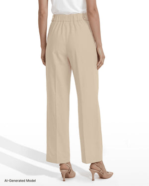 Anne Klein Petite High-Rise Pull-On Wide Leg Pants Waistband Detail