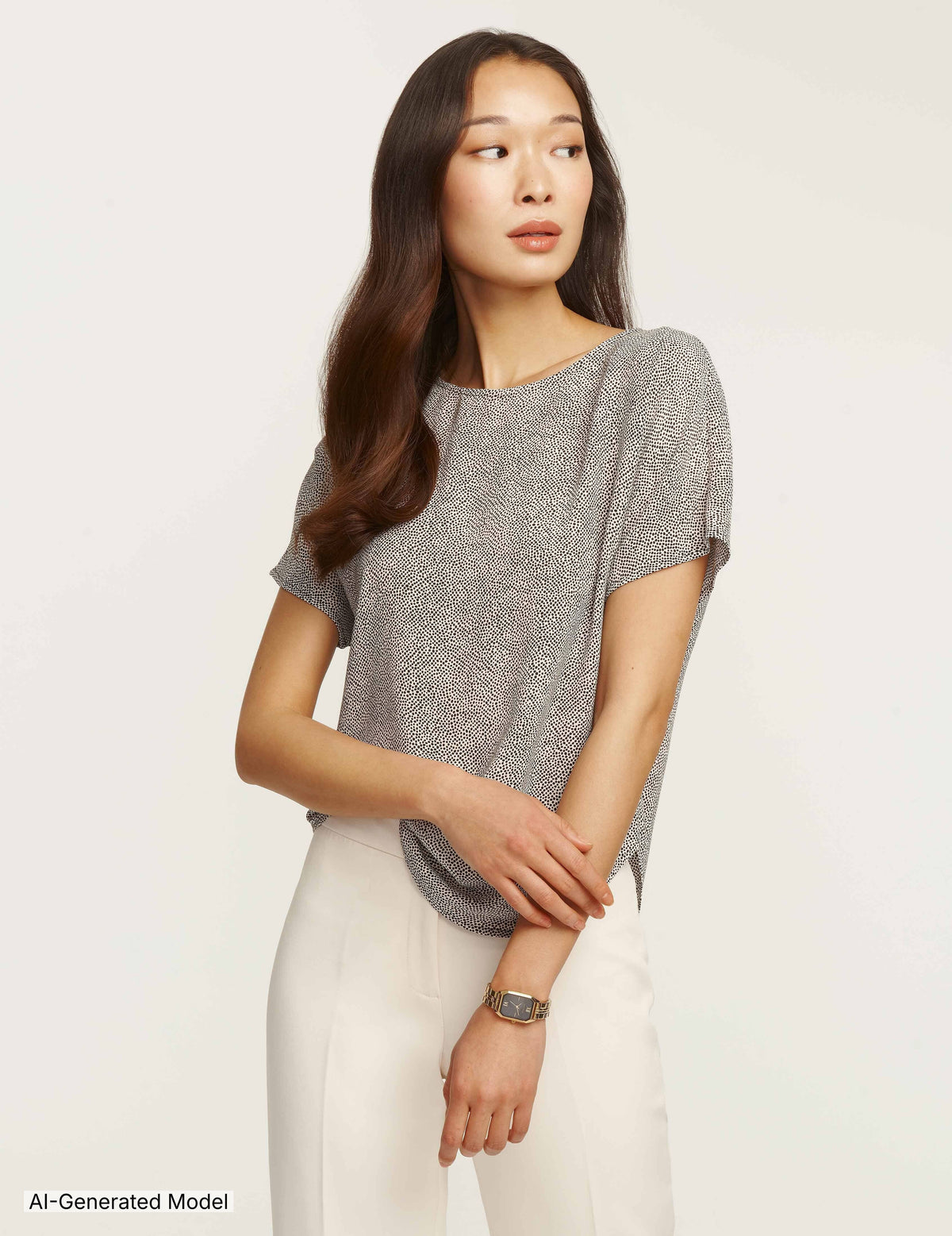 Anne Klein Petite Rambling Mini Dot Bateau Blouse