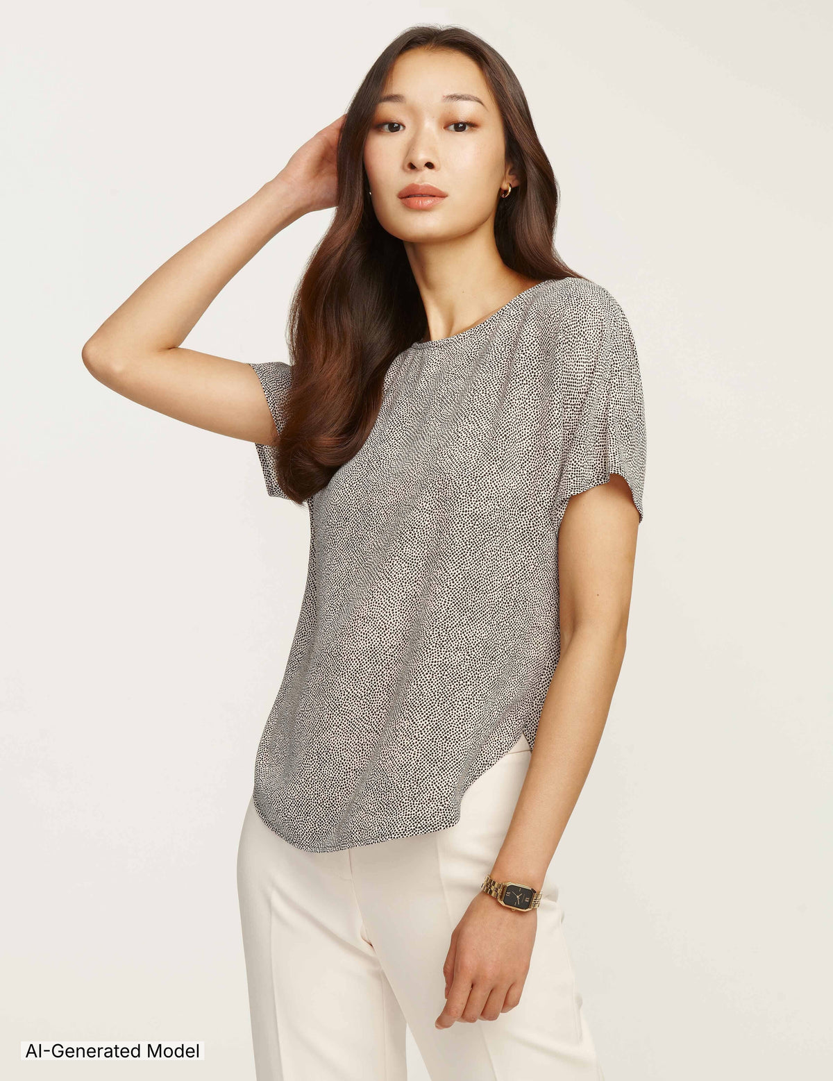 Anne Klein Petite Rambling Mini Dot Bateau Blouse