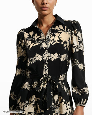 Anne Klein Tiered Collared Shirt Dress