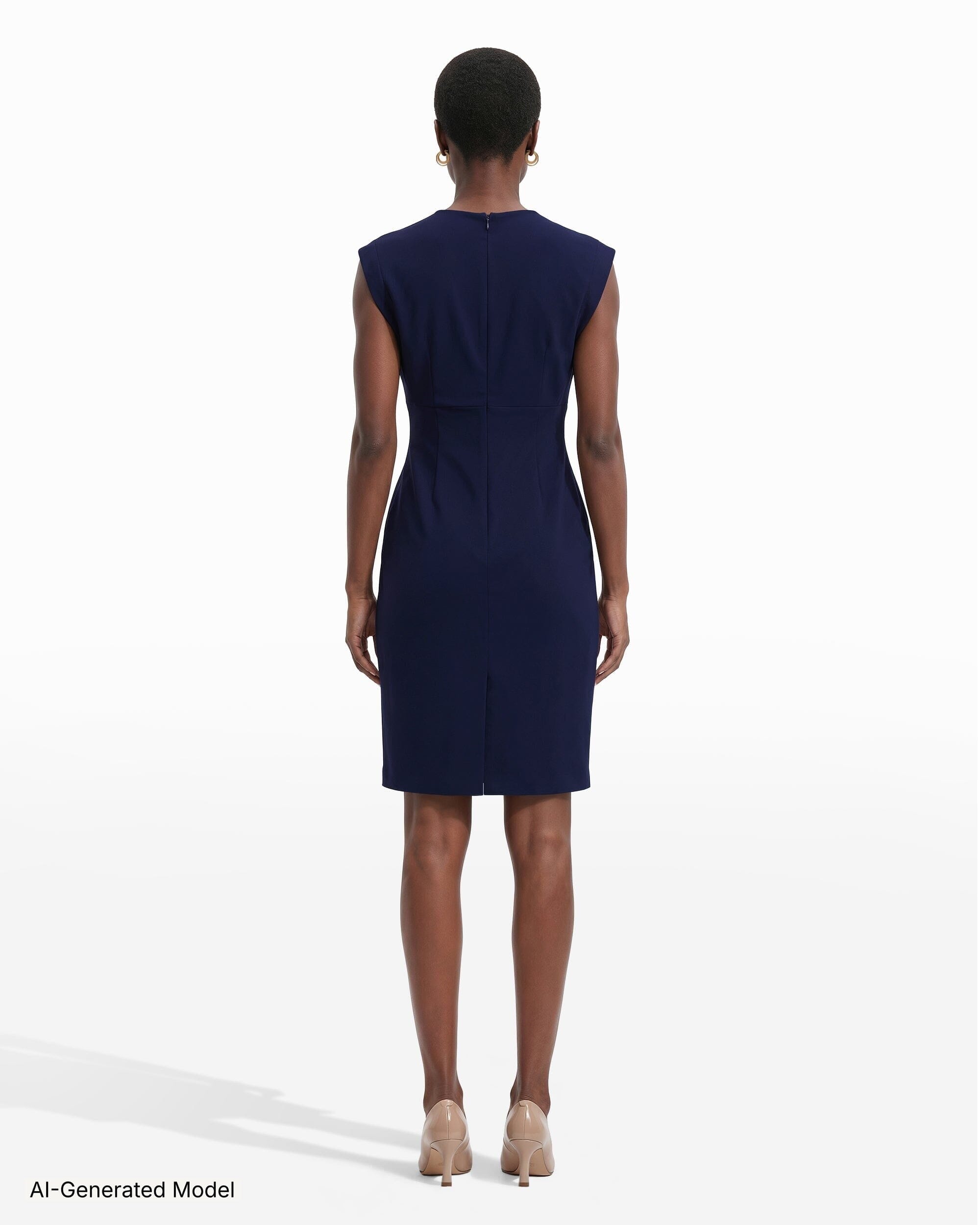 navy blue sleeveless sheath dress Dark Navy Sheath/Column Sleeveless Wedding Guest Dress with Split