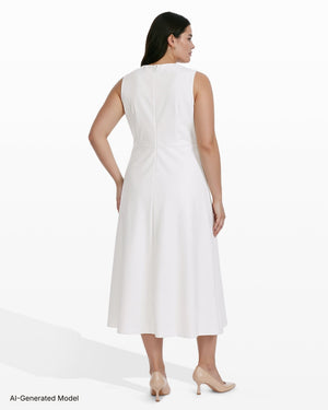 Anne Klein Plus Size Crew Neck A-Line Floral Midi Dress
