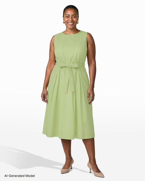 Anne Klein Plus Size Belted Midi Dress - Cool Sage
