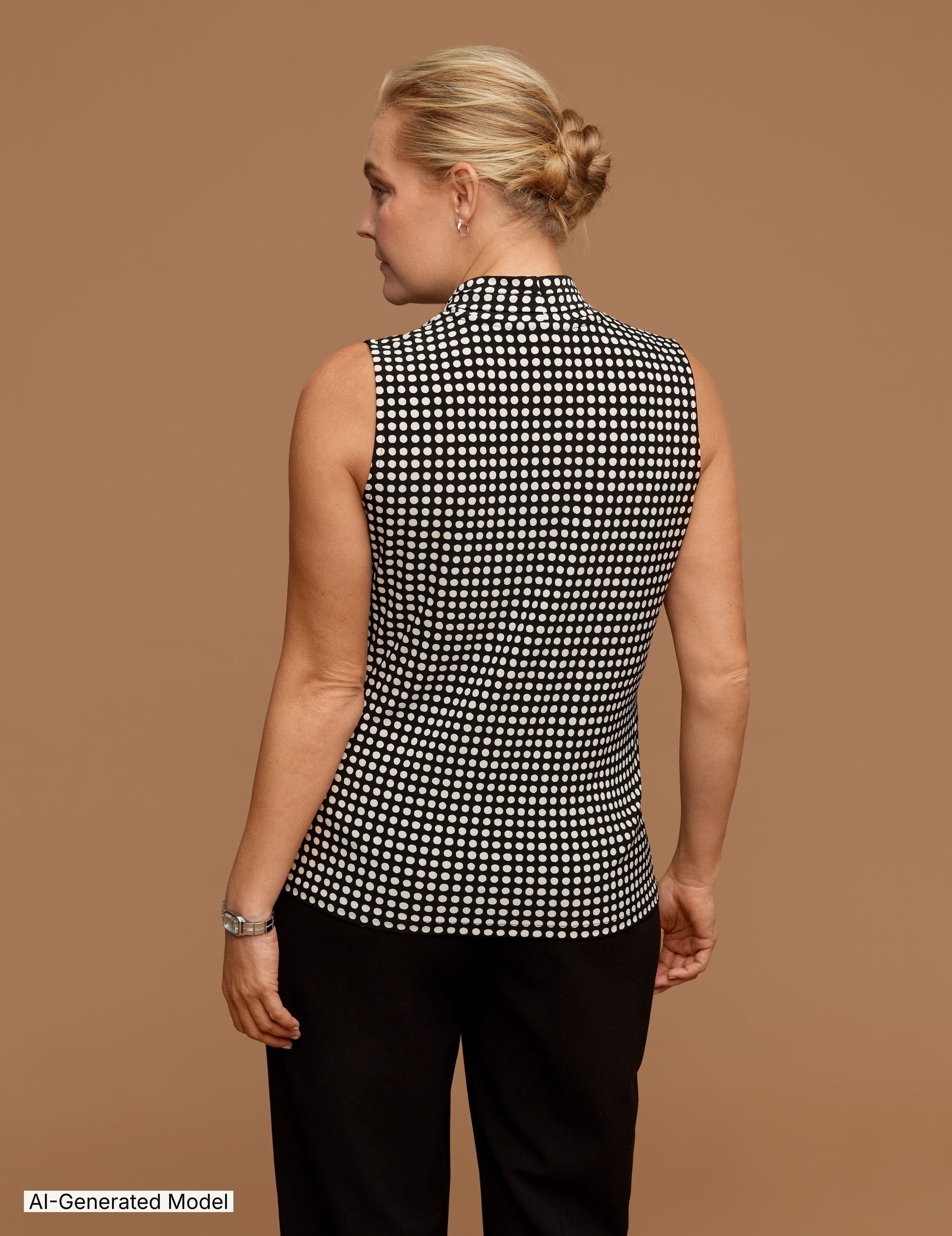 Anne Klein Plus Size Sleeveless Polka Dot Pleat Top