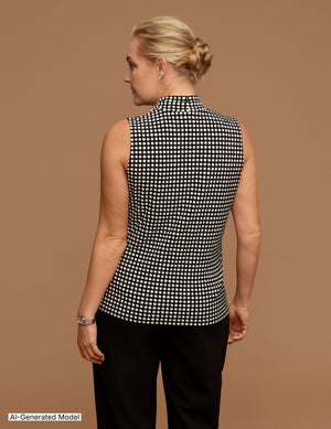 Anne Klein Plus Size Sleeveless Polka Dot Pleat Top