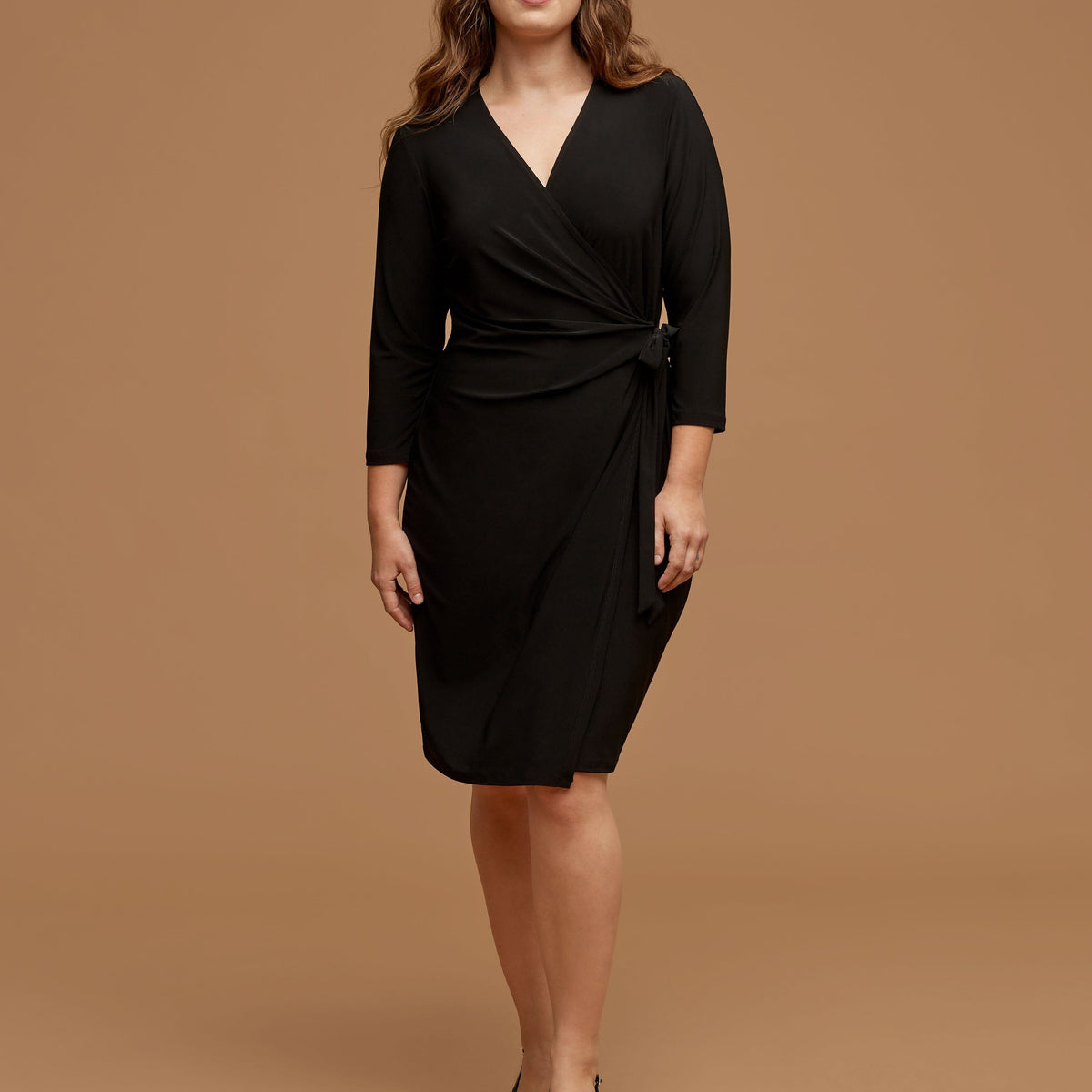 Anne Klein Plus Size Classic Wrap Dress - Black
