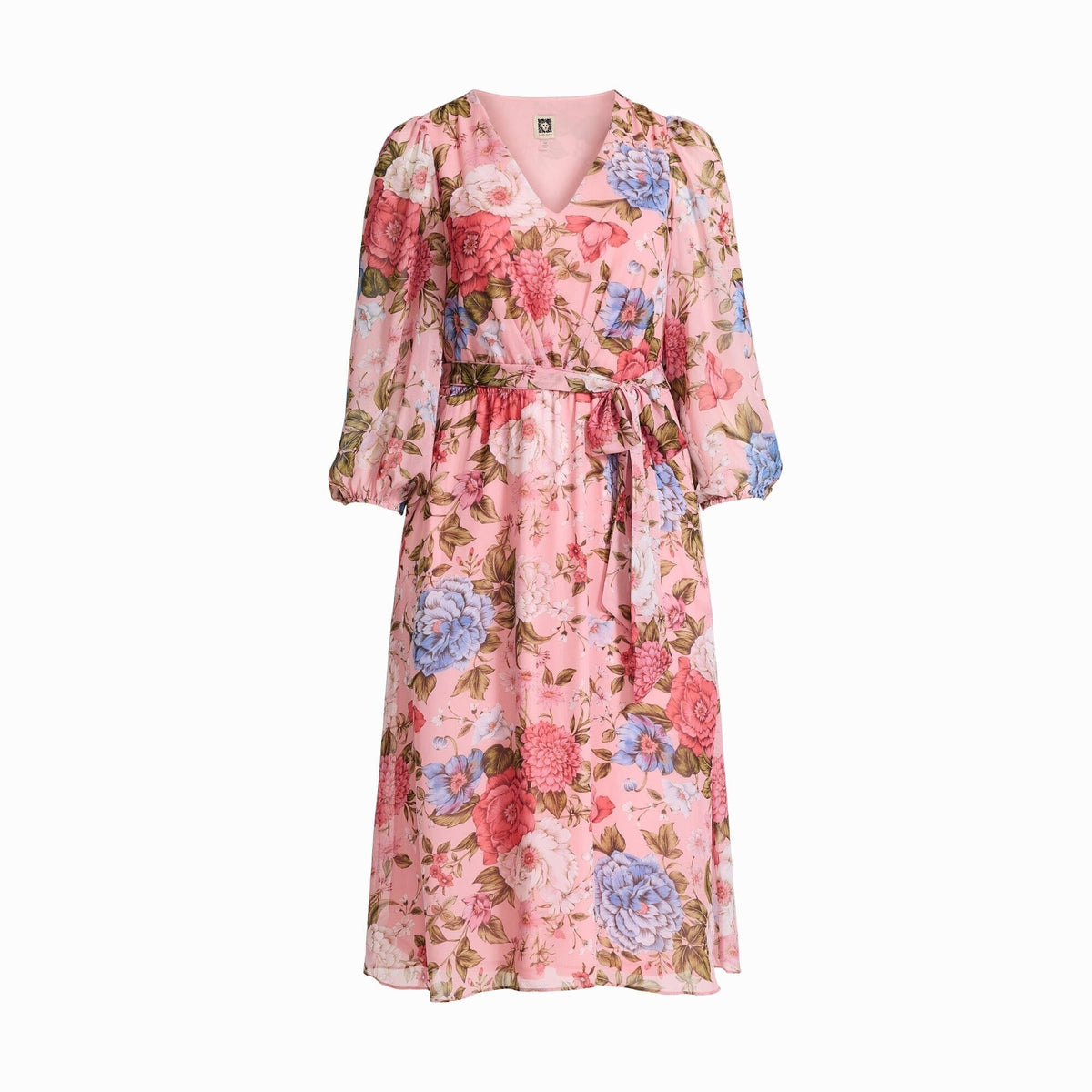 Plus Size Floral Midi Wrap Dress
