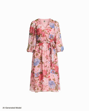 Anne Klein Plus Size Three-Quarter Sleeve Midi Length Dress