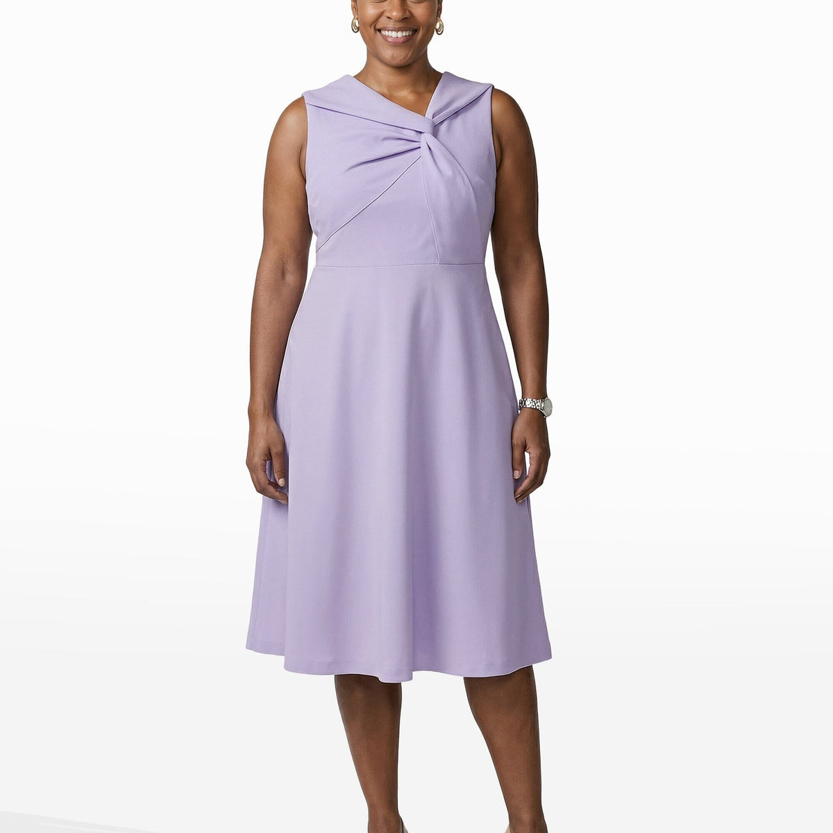 pastel dress for plus size Plus Size Twist Front A-Line Midi Dress
