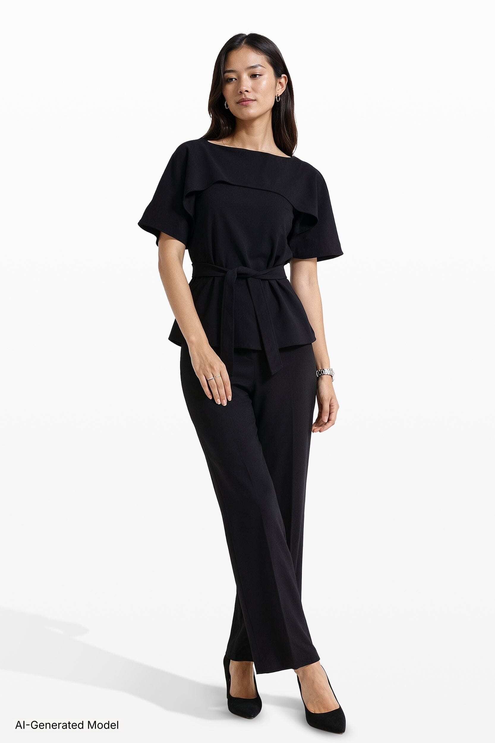 Anne Klein Pull On Wide Leg Crop Unlined Pant