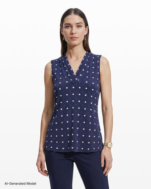 Anne Klein Printed Ity Triple Pleat Top