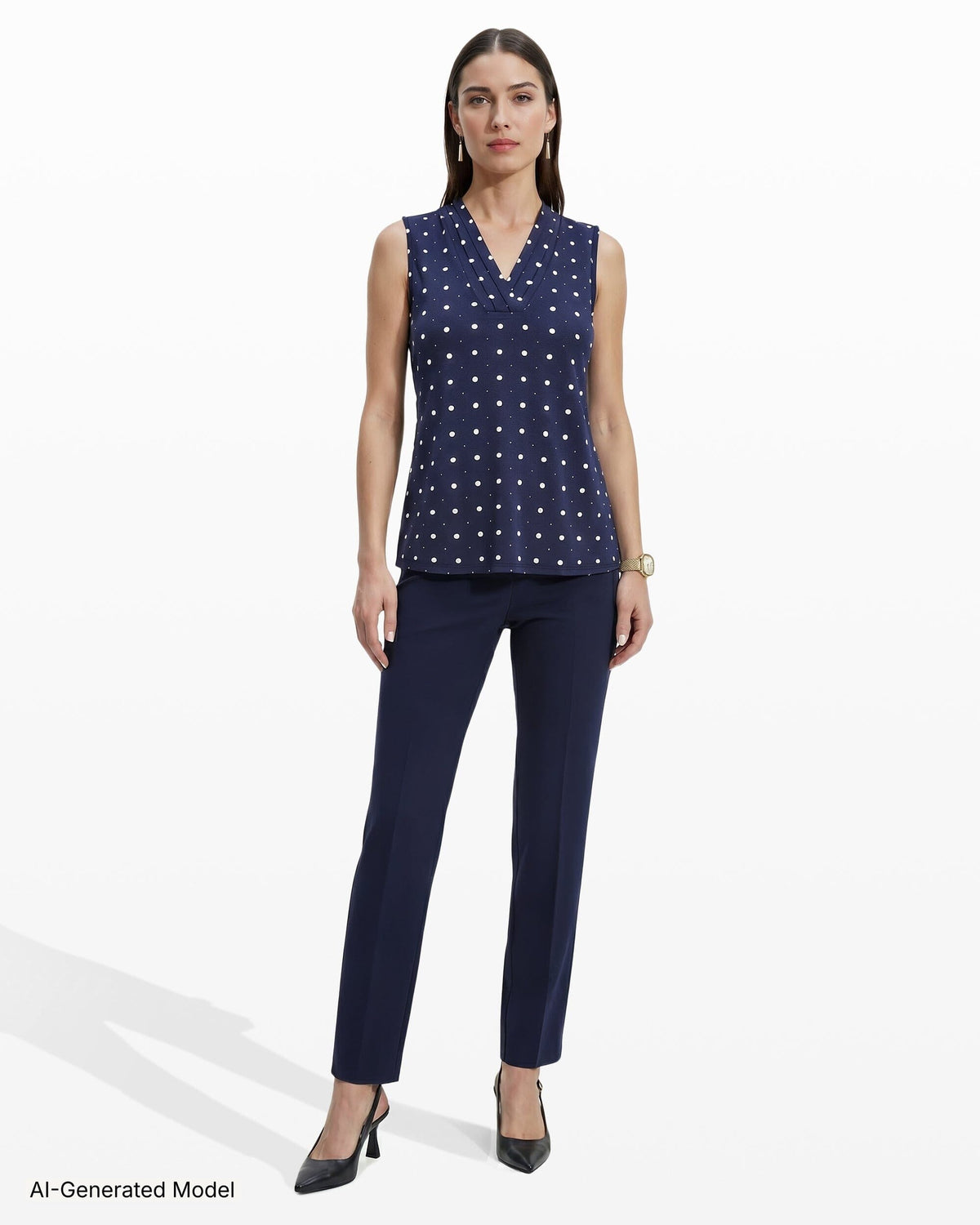 Anne Klein Printed Ity Triple Pleat Top