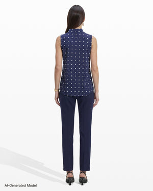 Anne Klein Printed Ity Triple Pleat Top