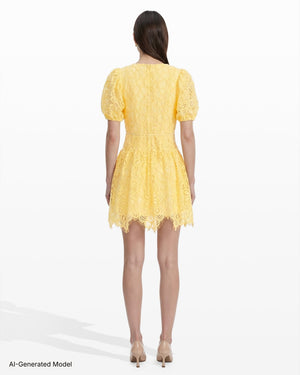Anne Klein Puff Sleeve Lace Mini Dress