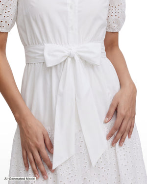 Anne Klein Puff Sleeve Tiered Shirt Dress