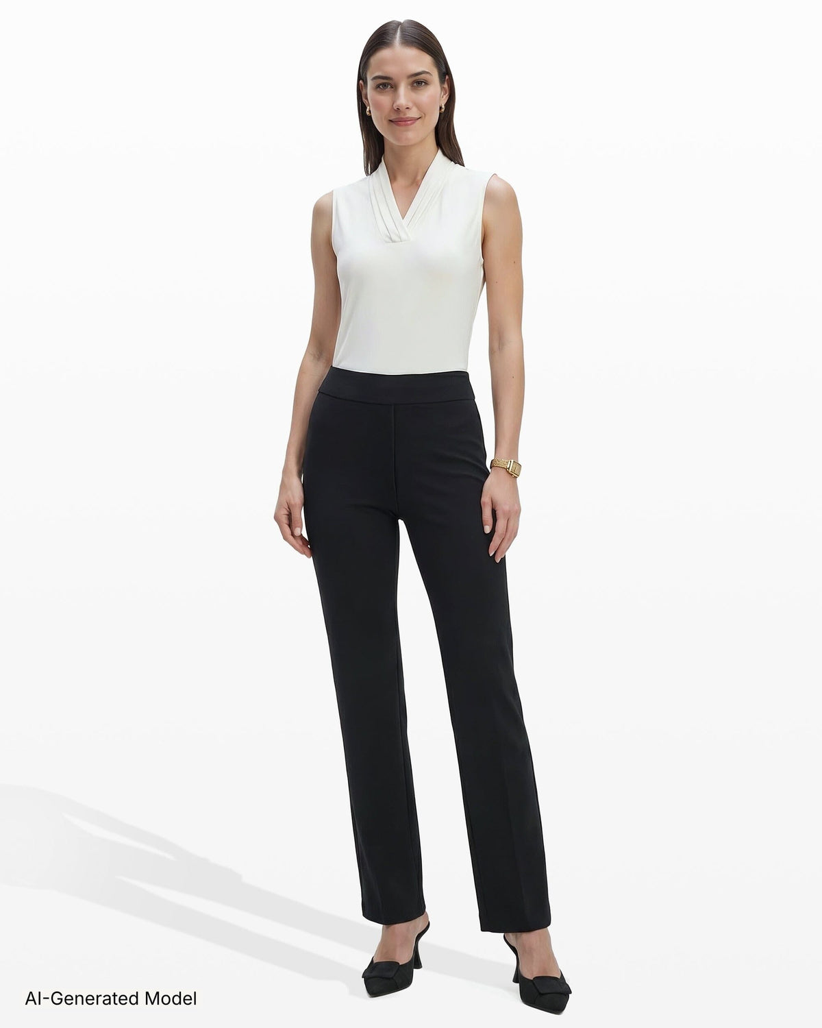 Anne Klein Pull On Slash Pocket Trouser