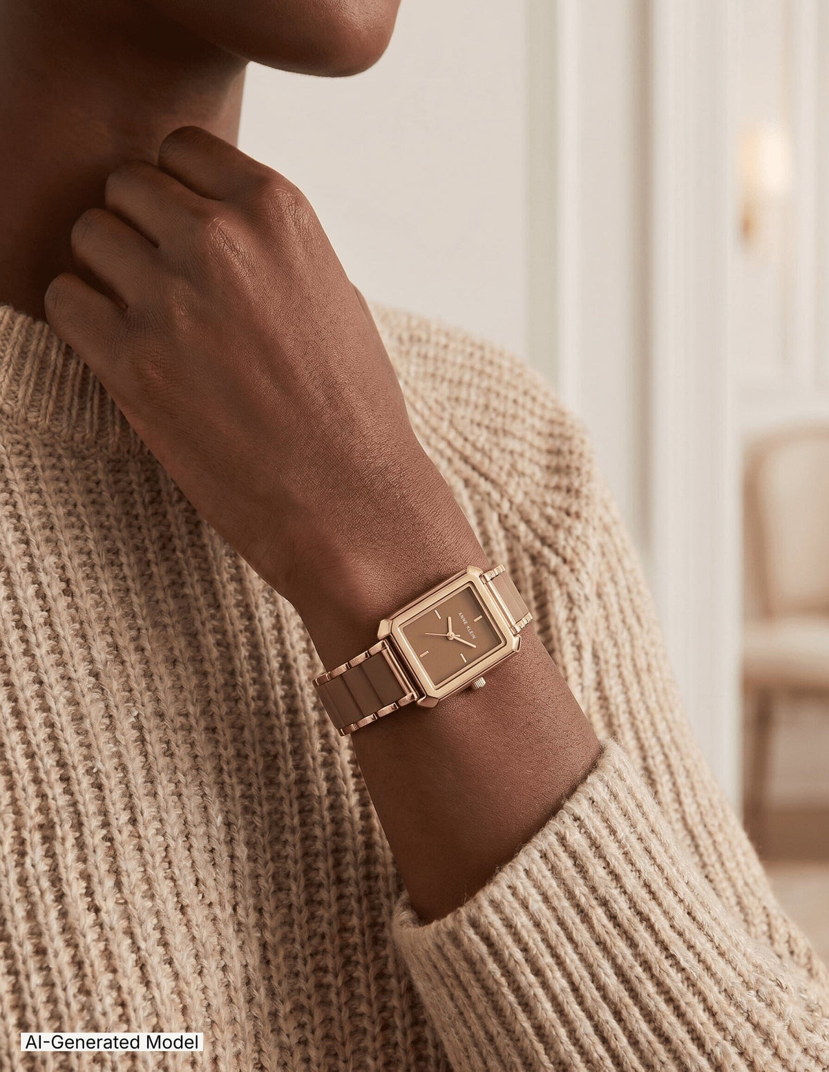 Anne Klein Rectangular Silicone Bracelet Watch