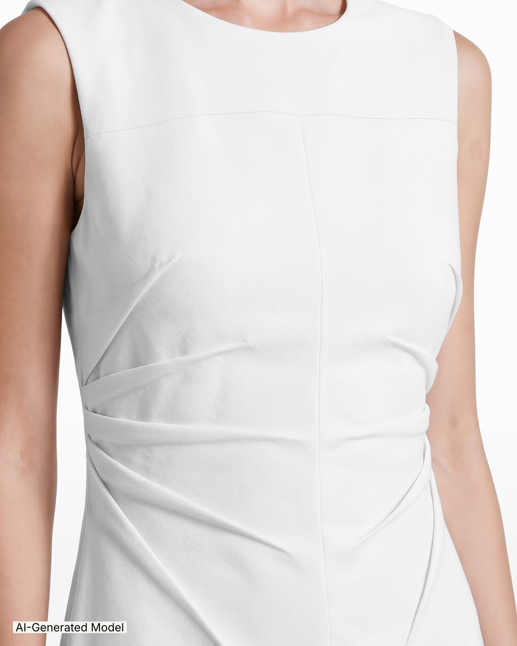 Ruched Sleeveless Crew Neck Sheath Dress Clothing Kasper