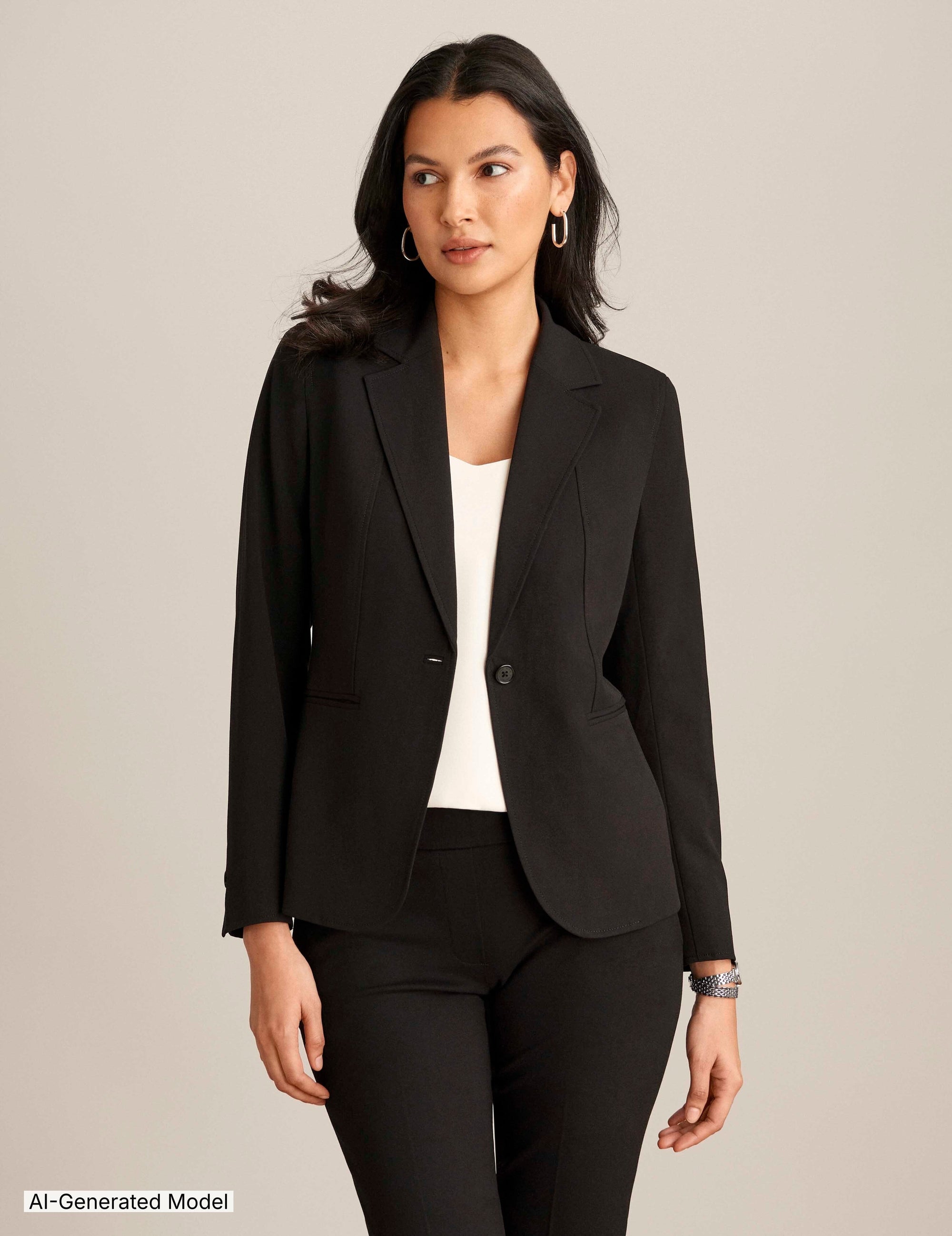 Anne Klein Notch Collar Blazer With Princess Seams