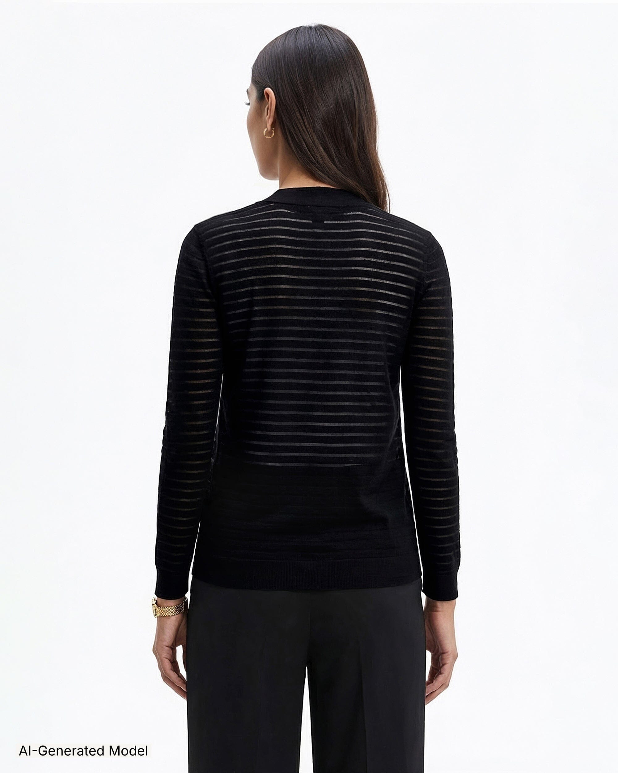 Anne Klein Sheer Stripe Open Front Cardigan