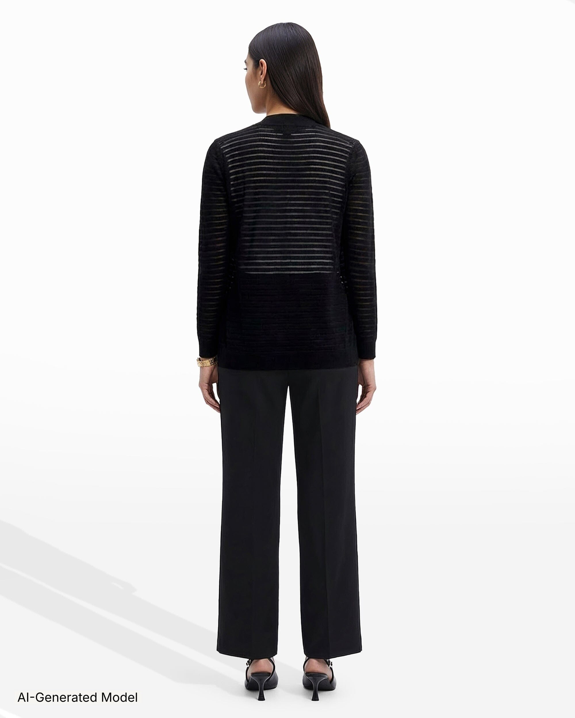 Anne Klein Sheer Stripe Open Front Cardigan