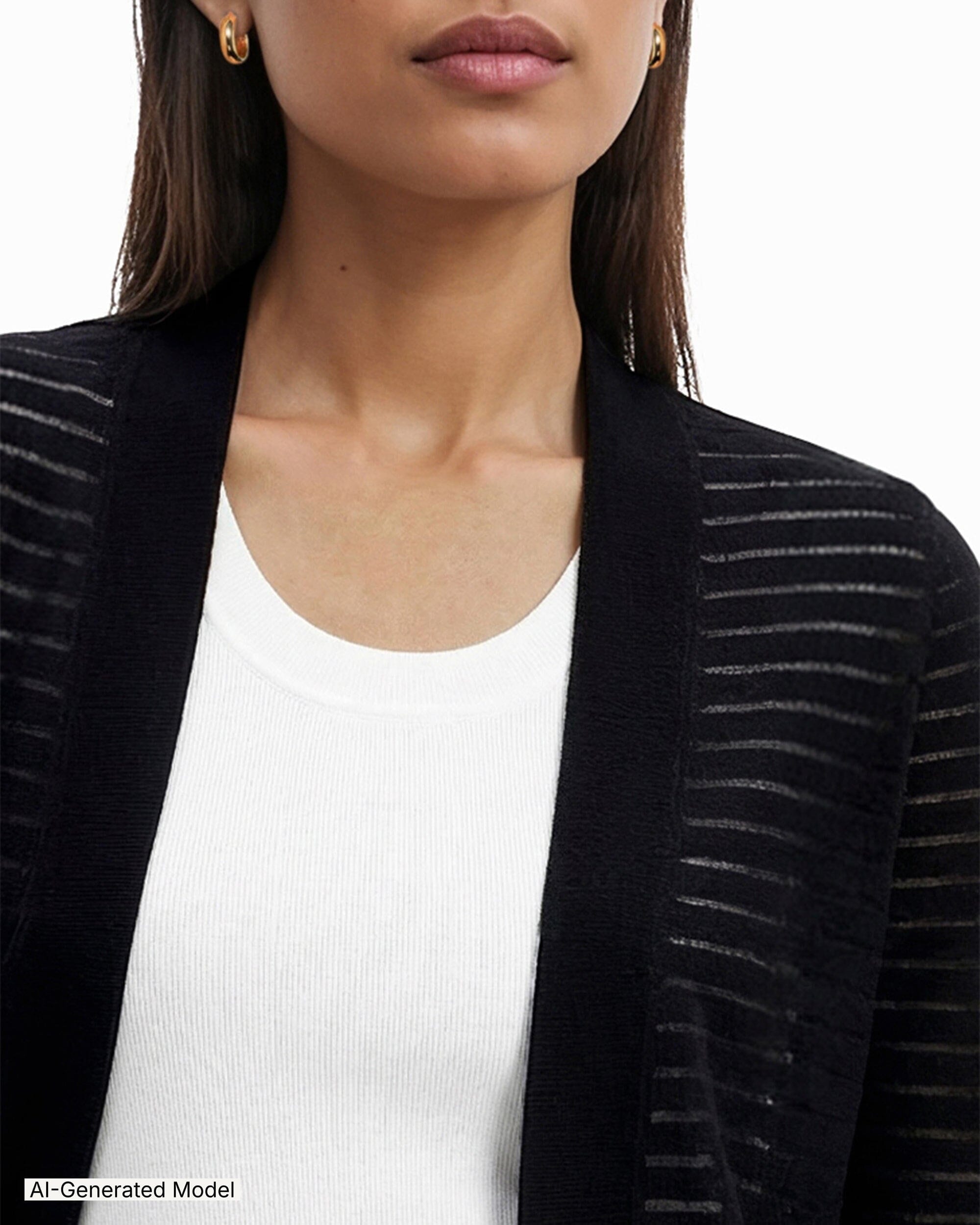 Anne Klein Sheer Stripe Open Front Cardigan