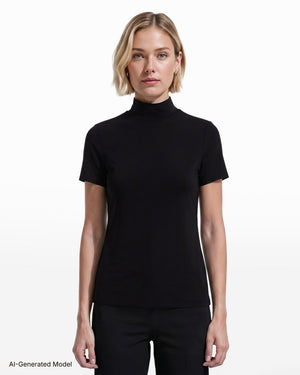 Anne Klein Short Sleeve Mock Neck Knit Top