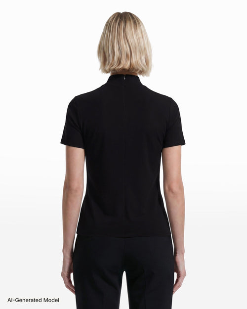 Anne Klein Short Sleeve Mock Neck Knit Top