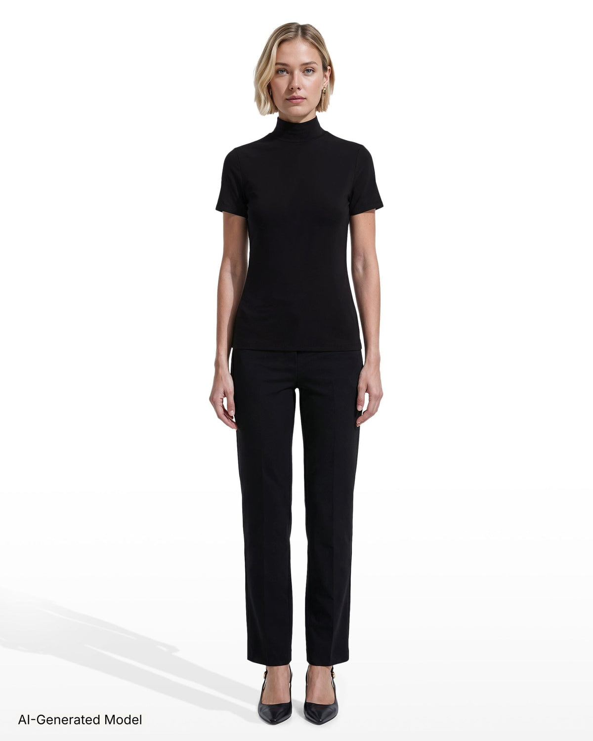 Anne Klein Short Sleeve Mock Neck Knit Top