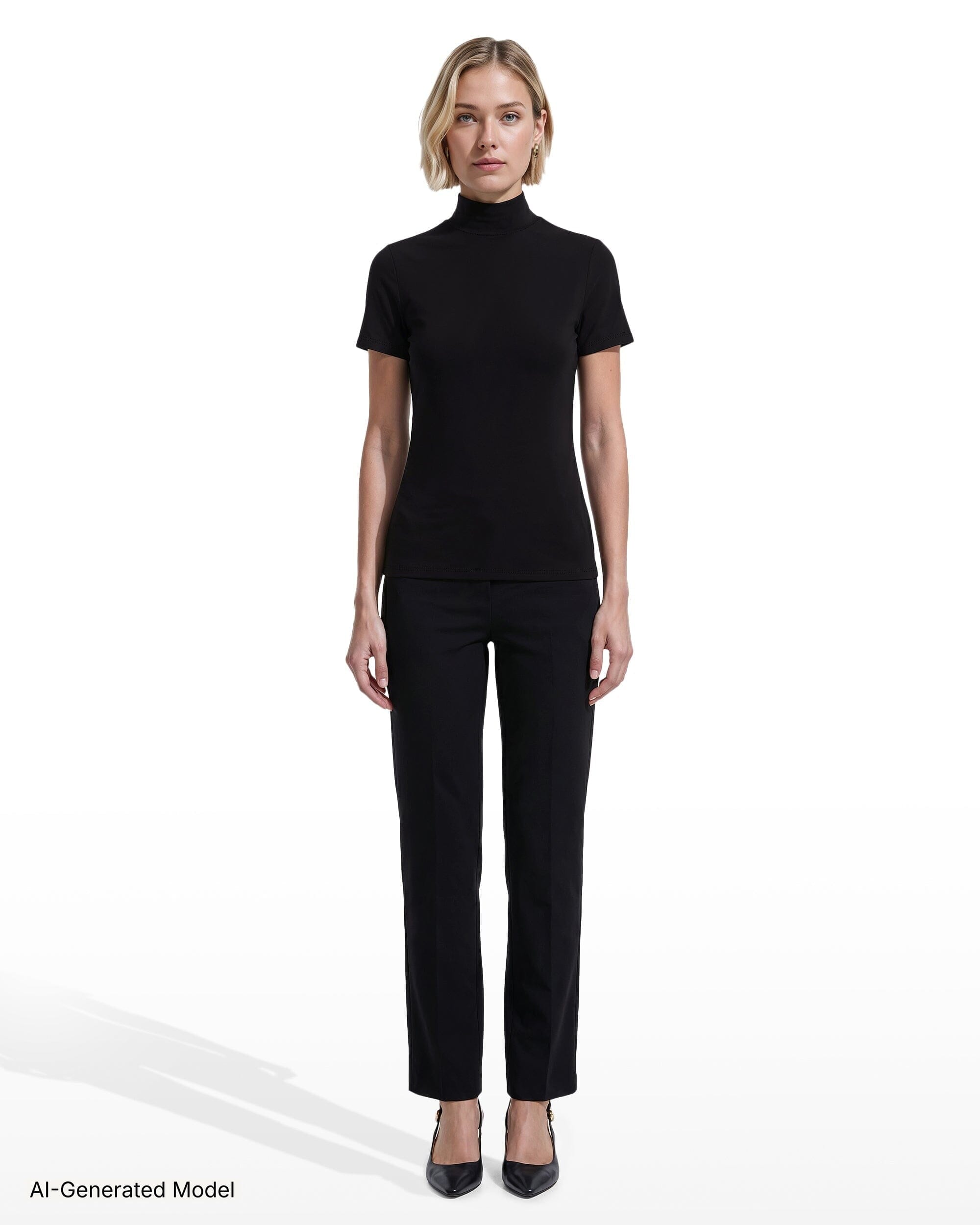 Anne Klein Short Sleeve Mock Neck Knit Top