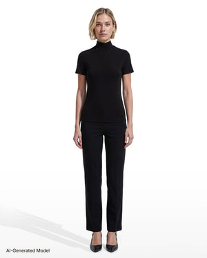 Anne Klein Short Sleeve Mock Neck Knit Top