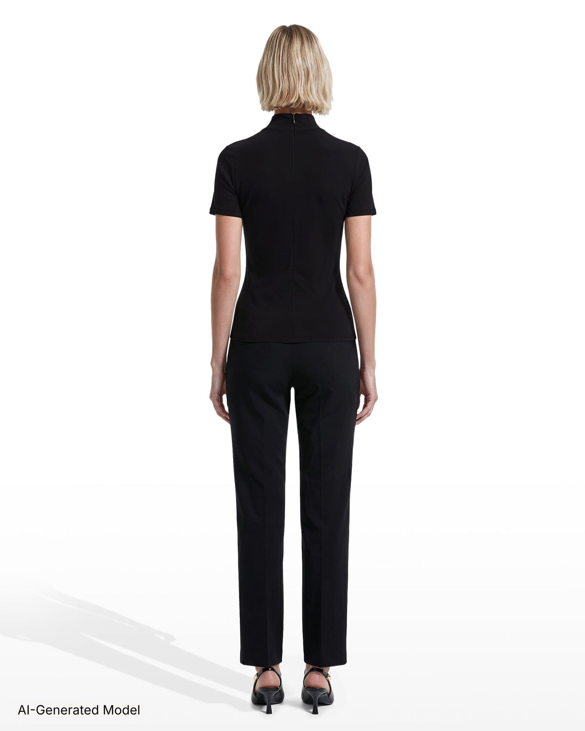 Anne Klein Short Sleeve Mock Neck Knit Top