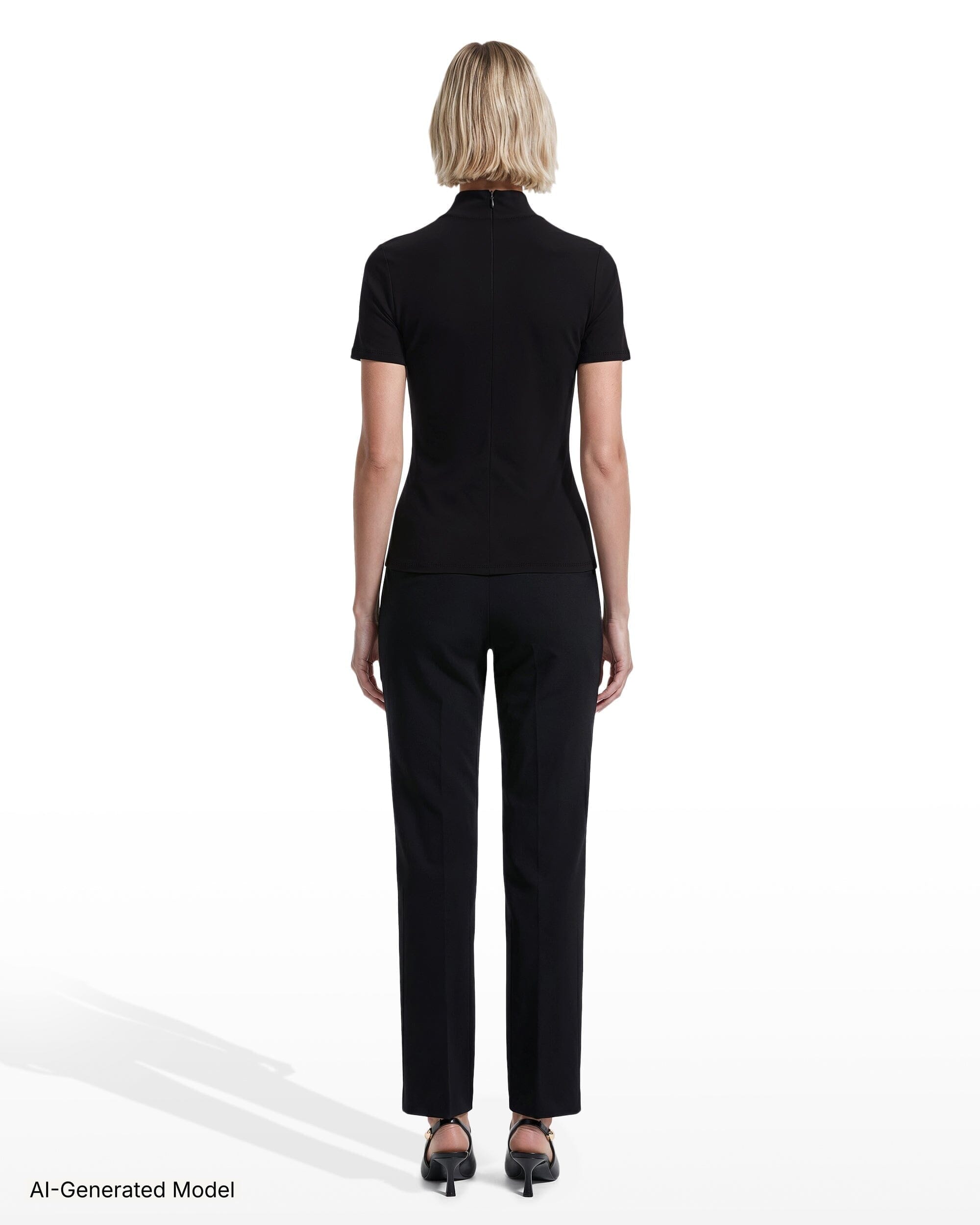 Anne Klein Short Sleeve Mock Neck Knit Top