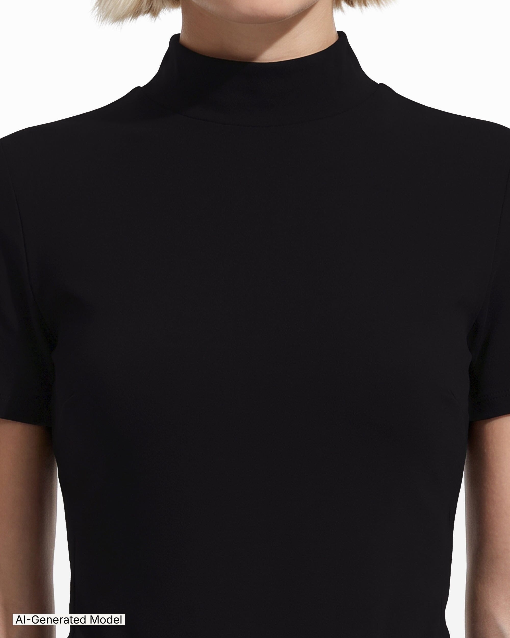 Anne Klein Short Sleeve Mock Neck Knit Top