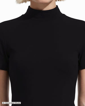 Anne Klein Short Sleeve Mock Neck Knit Top