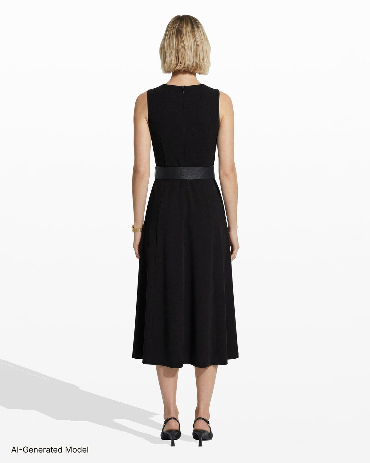 Anne Klein Side Button Midi Length Fit And Flare Dress