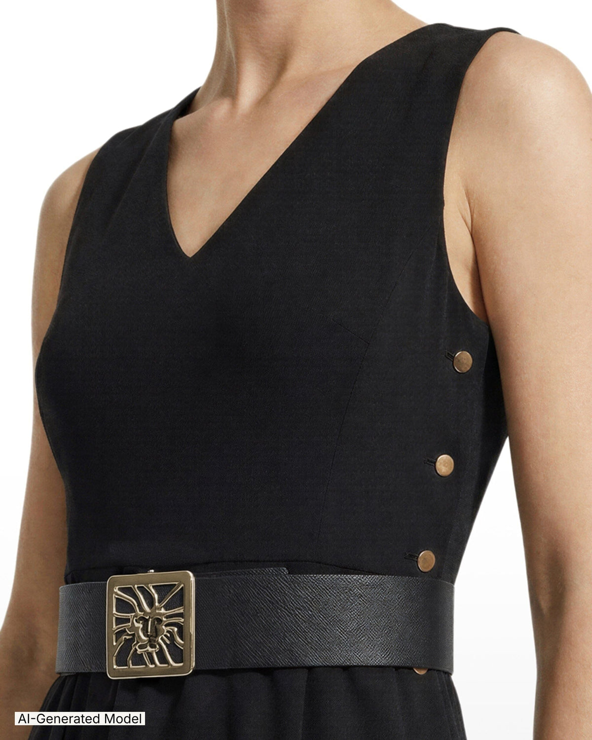 Anne Klein Side Button Midi Length Fit And Flare Dress