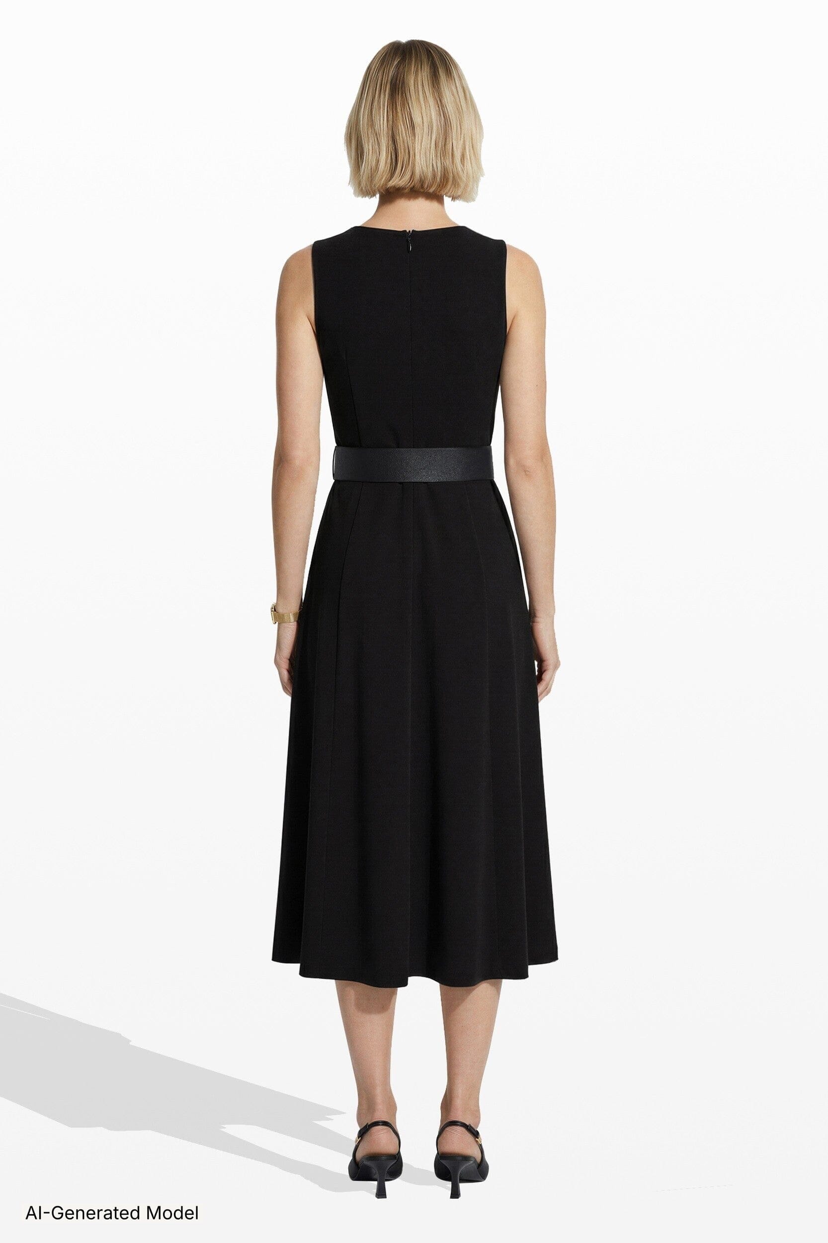 Anne Klein Side Button Midi Length Fit And Flare Dress