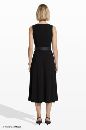 Anne Klein Side Button Midi Length Fit And Flare Dress