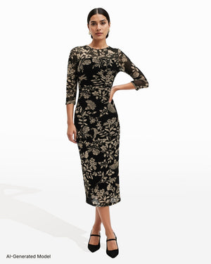 Anne Klein Side Ruched Midi Dress