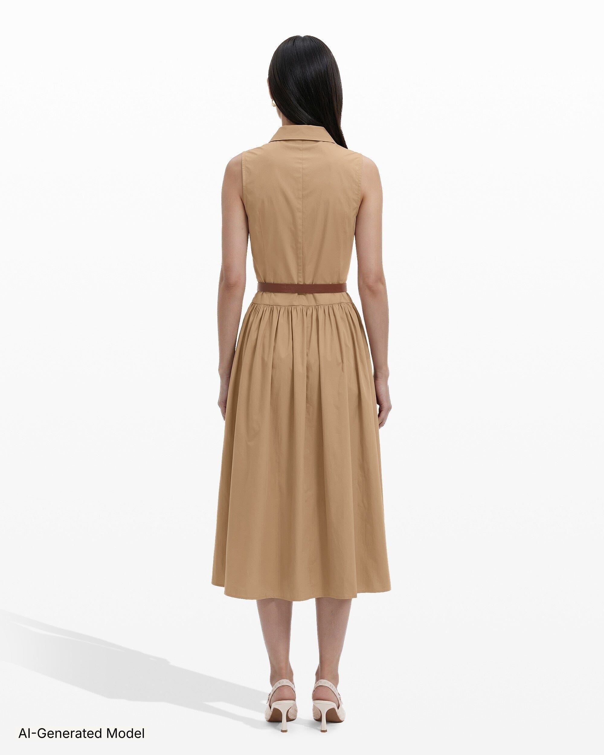 Anne Klein Sleeveless Collared Button-Front Shirt Dress