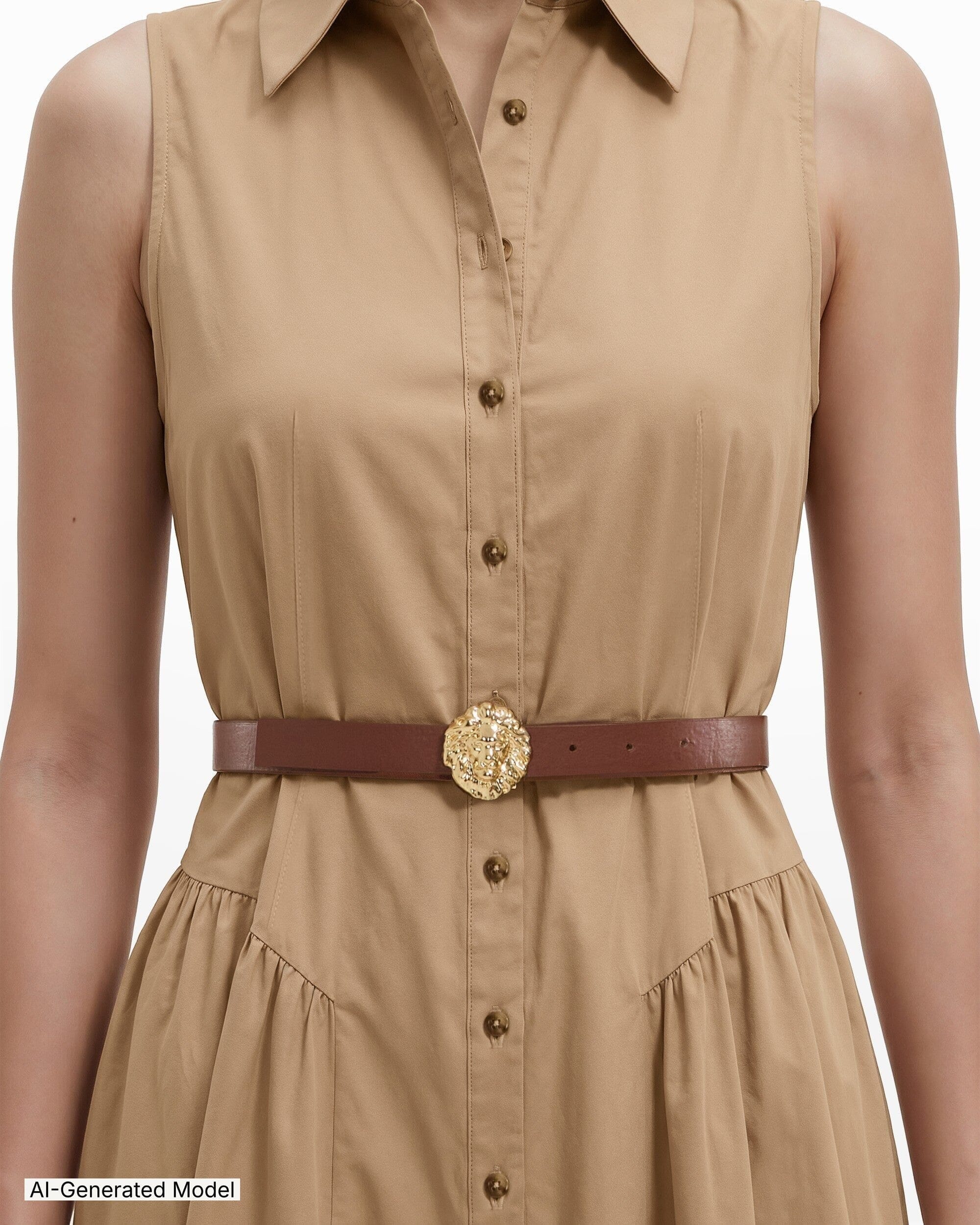 Anne Klein Sleeveless Collared Button-Front Shirt Dress