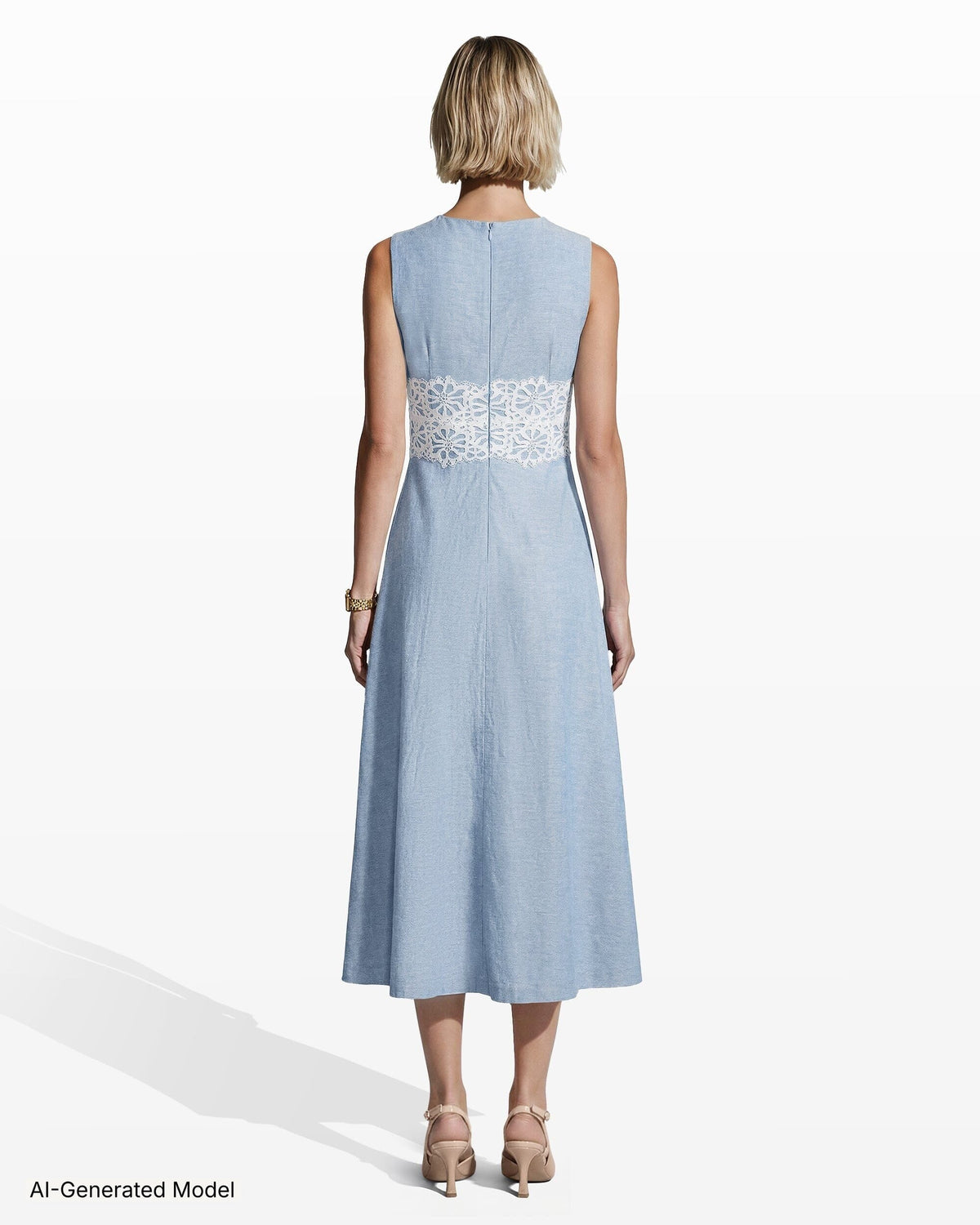 Anne Klein Sleeveless Midi Dress with Lace Inset