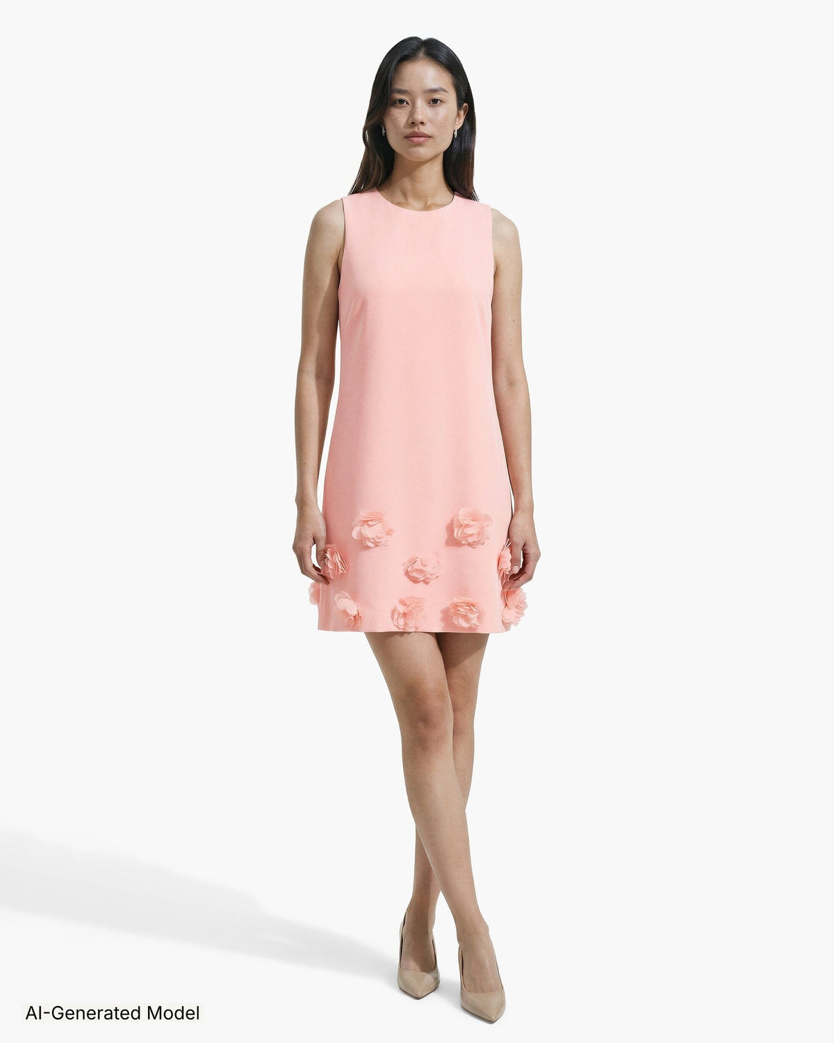 Anne Klein Sleeveless Shift Dress with Rosette Detail