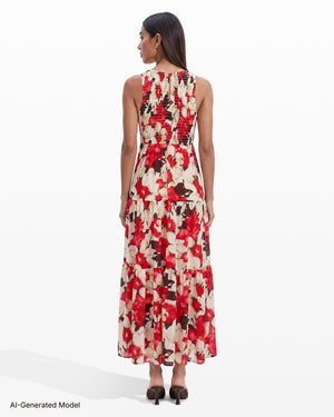 Smocked Bodice Tiered Maxi Dress Skirts Kasper