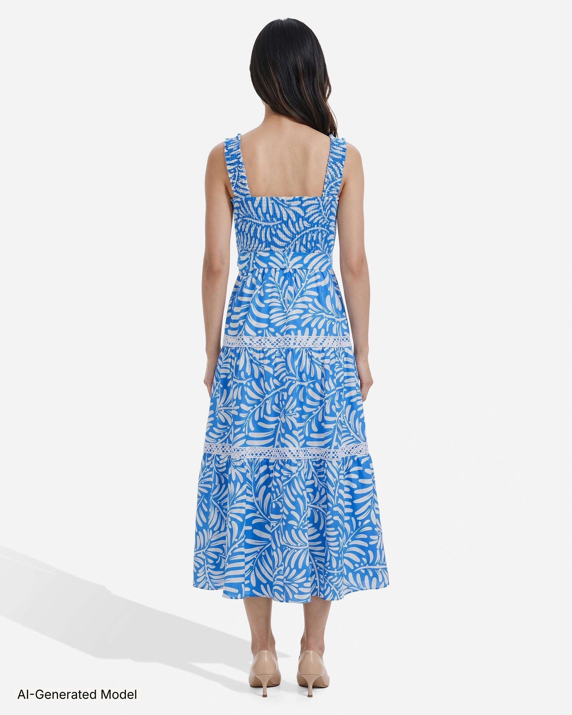 Anne Klein Smocked Linen-Blend Patio Dress