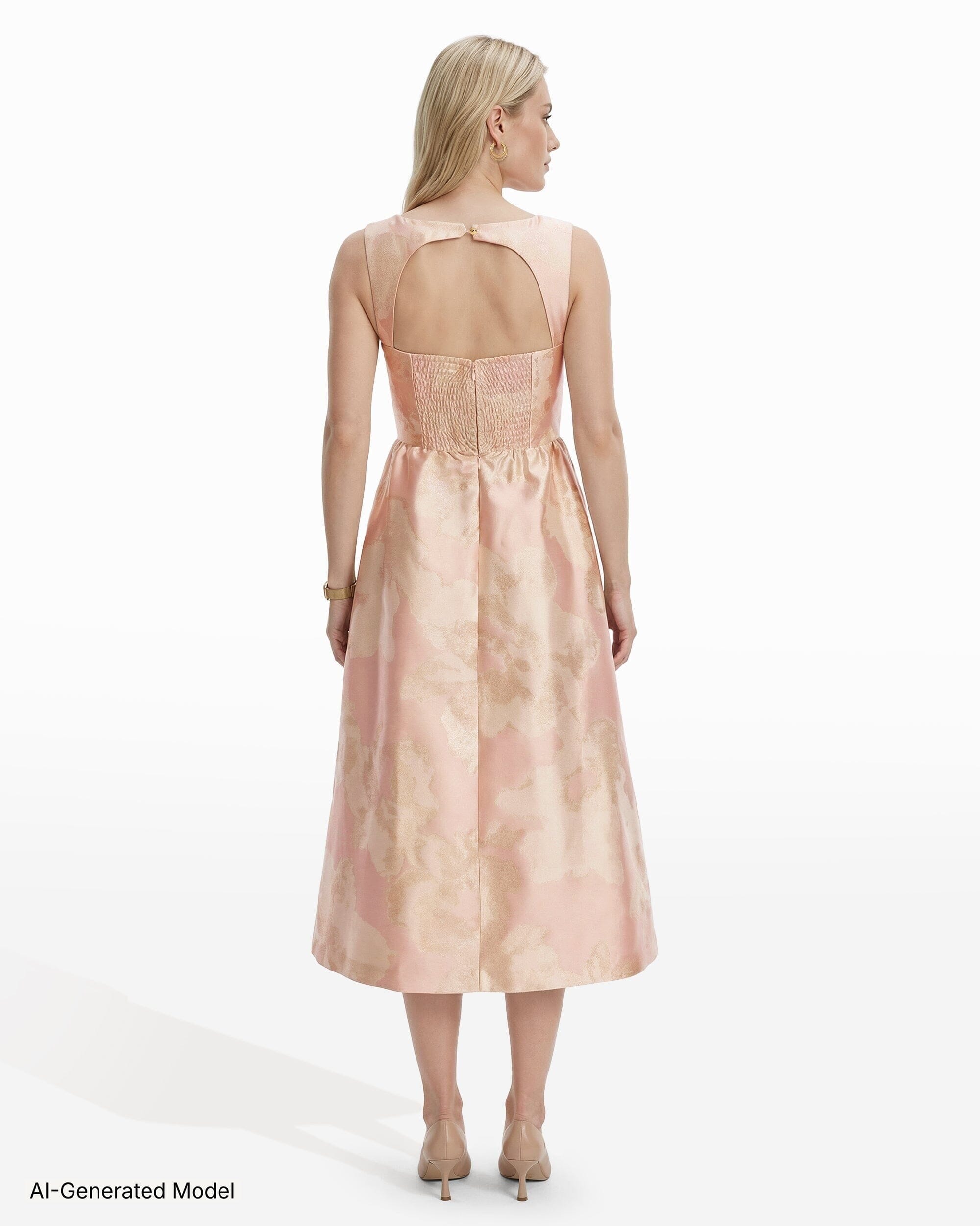 Anne Klein Square Neck Open-Back A-Line Midi Dress