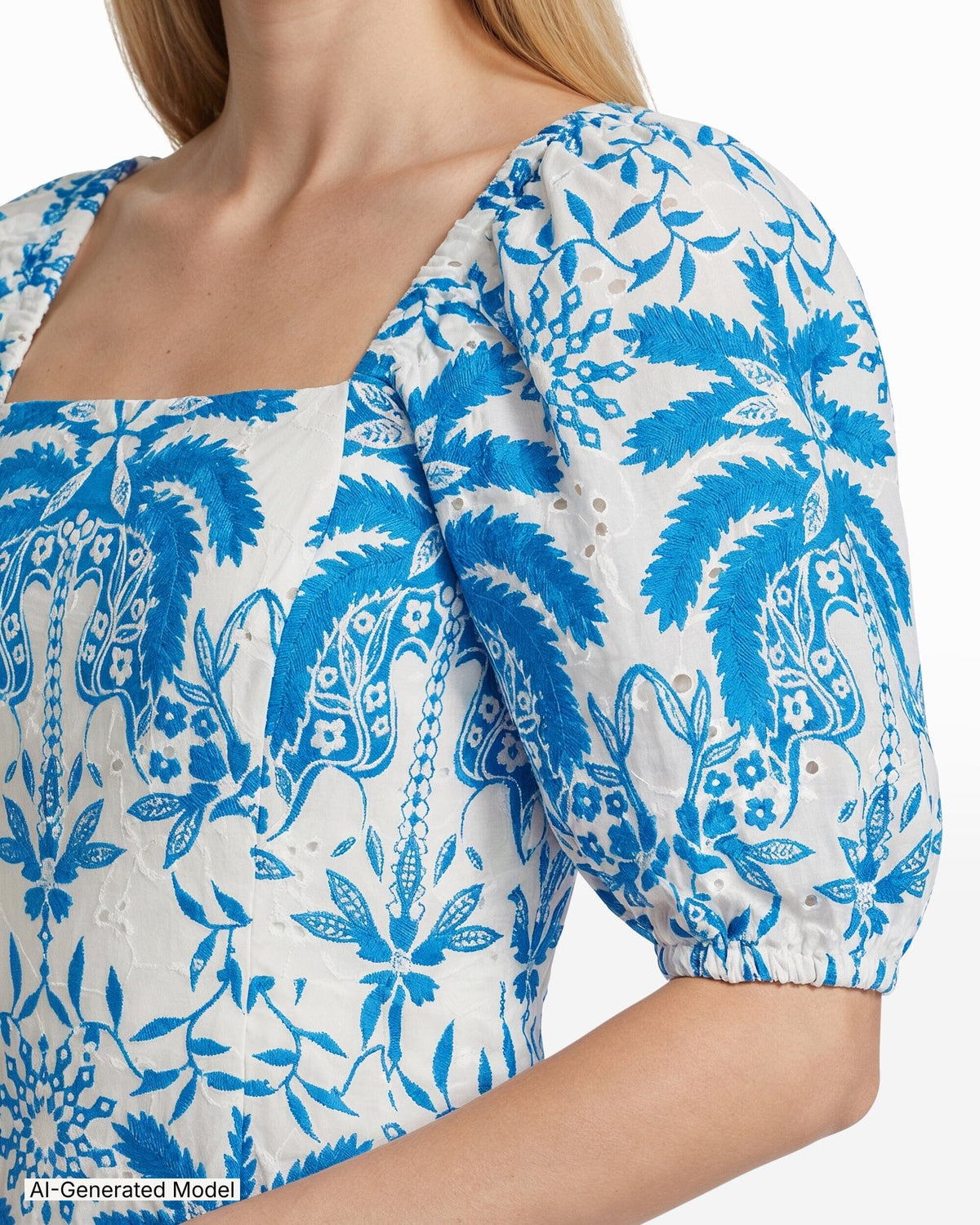 Anne Klein Square Neck Puff Sleeve Mini Dress