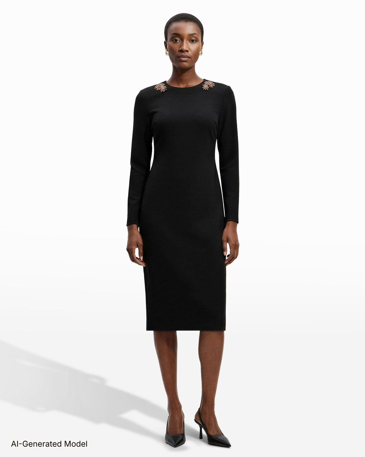 Anne Klein Strong Shoulder Midi Dress